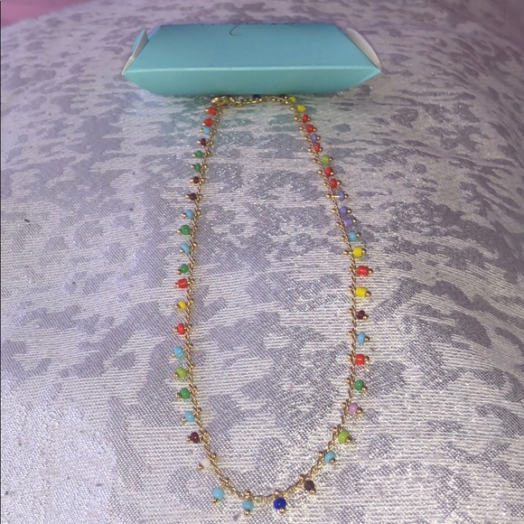 Multi-Color Gold Plated Choker Necklace - Picture 2 of 4